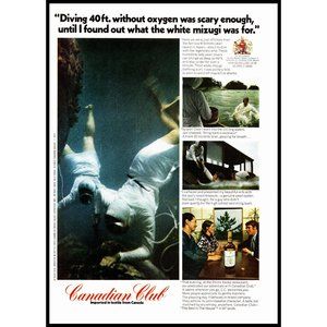 1971 Canadian Club Whisky Vintage Print Ad Mikimoto Pearl Island Japan Wall Art
